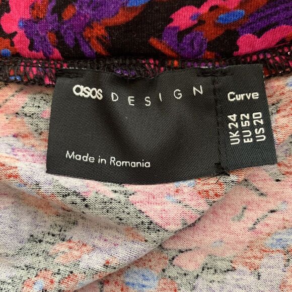 ASOS DESIGN Curve Floral Midi Skirt Ruched Front Split Plus Size 20 - Picture 6 of 11